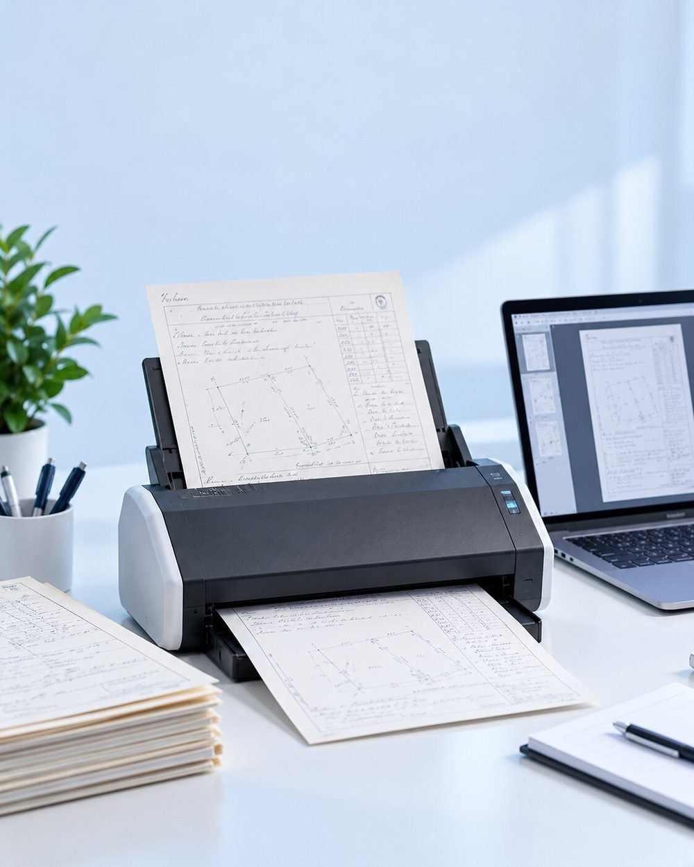 Handwritten field abstract being scanned and digitised