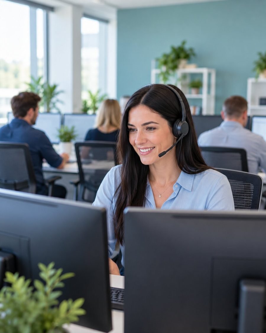 Team member working with a headset