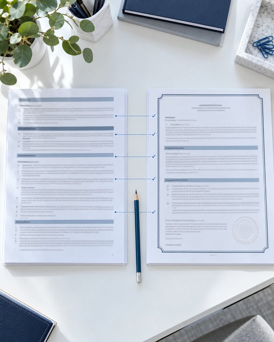 Commitment and final policy compared side by side