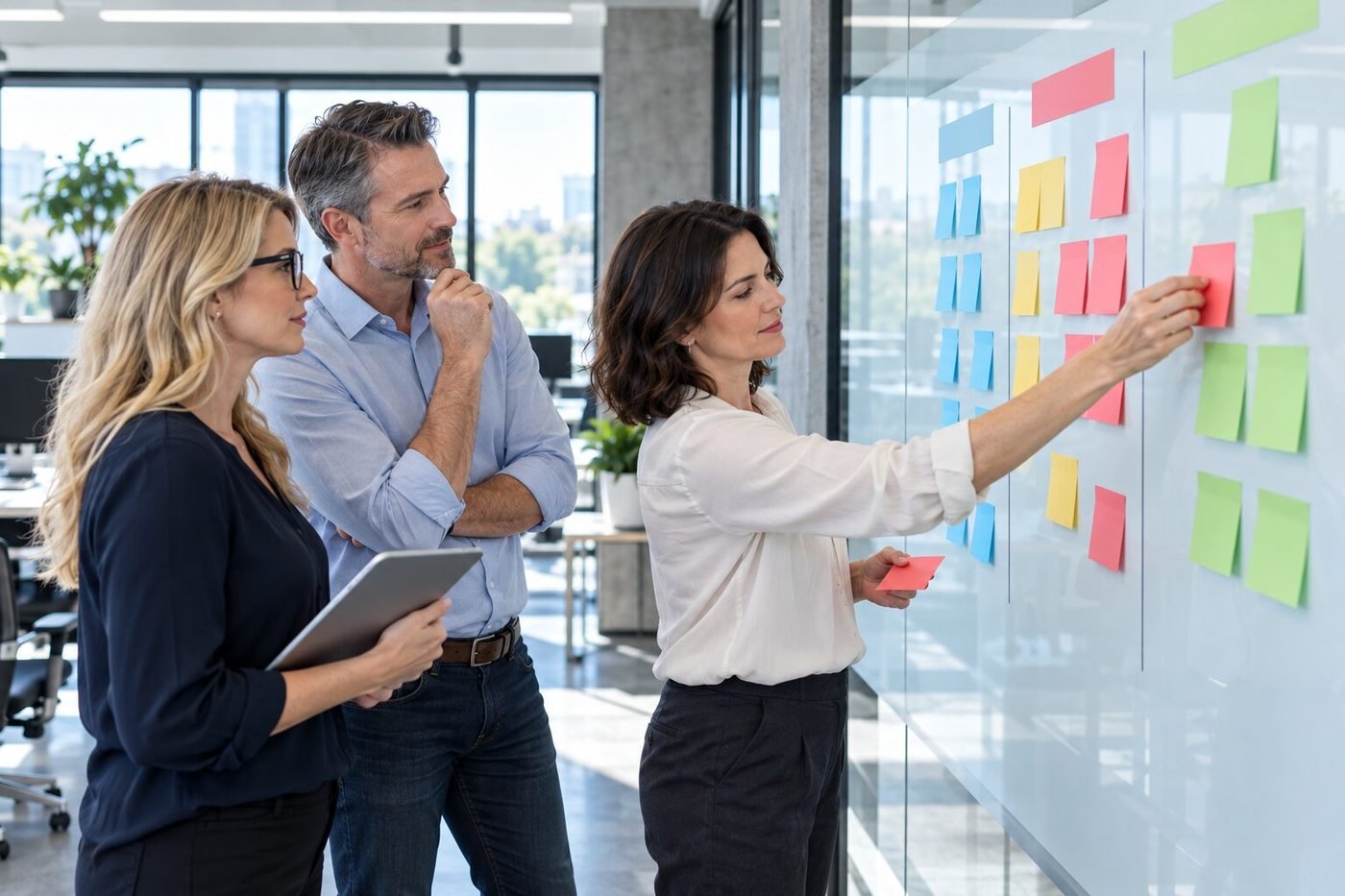 QC team sorting findings on a board