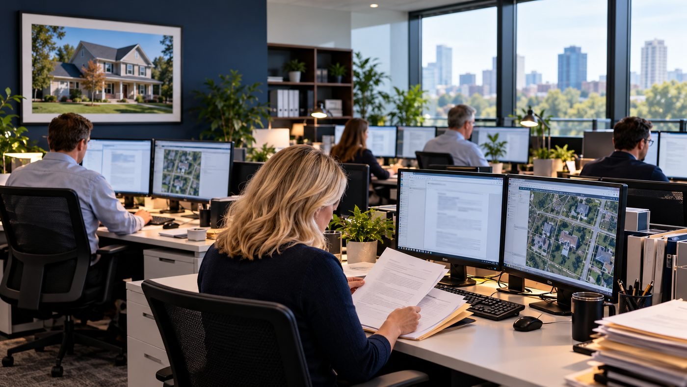Title processing team at work