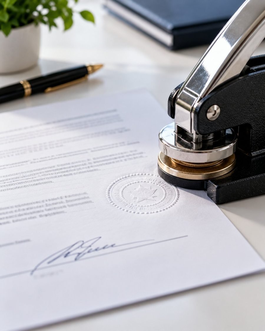 Notary seal embossed on a corrective deed
